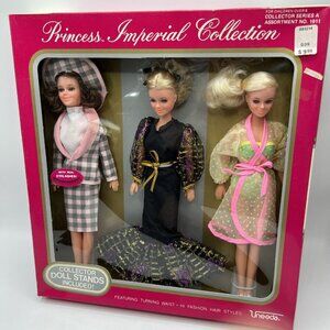 Uneeda Princess Imperial Dolls Barbie Clone Lot 3 Doll Twist Turn Stands VTG 80s